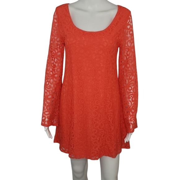 Umgee Dresses & Skirts - Umgee‎ Orange Lace Long Bell Sleeve Dress